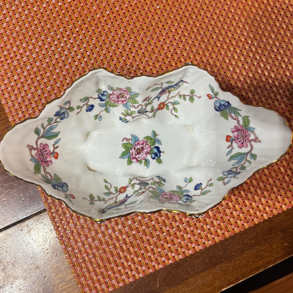 Aynsley Pembroke Bone China Footed Shell And Tassel Oval Bowl England Made -C57